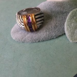 [ Yurman Style Silver Gold & Purple Ring ] Size ?